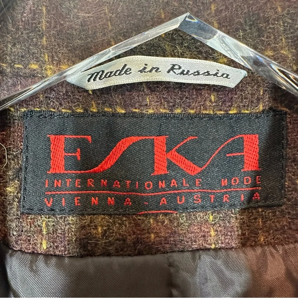 VINTAGE ESKA INTERNATIONAL Women's 12 Blazer Green/Maroon Tweed - Picture 3 of 10